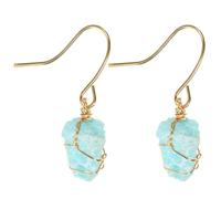 MOBUTOFU Crystal Stone Hook Earrings for Teens Irregular Rough Natural Gemstone Dangle Pendants Handmade Lightweight Party Jewelry for Women