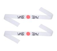 MOBUTOFU Decorative Samurai Headband 1 Pair Japanese Style Wide Headband for Men and Women Karate Exercise Cooking Chef Accessory White
