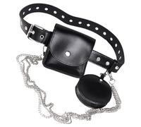 MOBUTOFU Detachable Hip-hop Chain Waist Bag for Women Adjustable PU Belt Pouch with Buckle Wear-Resistant Material Casual Punk Style Side Bag for Skirts and Gowns Small Capacity for Wallet