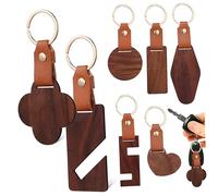 MOBUTOFU DIY Wood Keychain Keyring Rings for Crafting Leather Strap Blank Keychain Charm