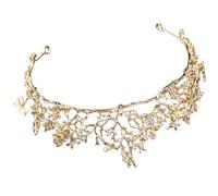 MOBUTOFU Elegant Golden Rhinestone Bridal Tiara Crown with Alloy Material, Delicate Head Decoration for Important Days and Wedding Bride Accessories