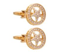 MOBUTOFU Elegant Golden Star Cufflinks for Men and Women, Copper Material with Secure Fastening and Shiny Finish, for Wedding Celebrations and Daily Wear, 1 Pair Present Set