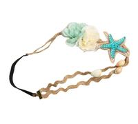MOBUTOFU Elegant Pearl Headband with Seashell Design, Adjustable Alloy and Fabric Hair Band for Ladies, for Festivals and Travelling Beach Weddings