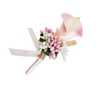 MOBUTOFU Elegant Pink Pu Calla Lily Brooch with Rhinestone Inlaid, Decorative Floral Pin for Evening Party Or Holiday, Handcrafted Bridal Corsage Accessory for Ladies and Flower
