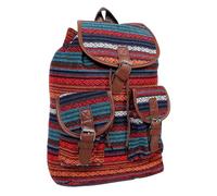 MOBUTOFU Ethnic Style Women's Backpack Large Capacity Canvas Bag Fashion Plaid Shoulder Bag Vintage Boho Bookbag Purse Drawstring Purse