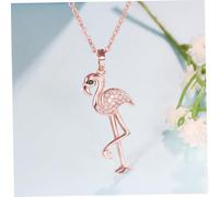 MOBUTOFU Fashion Flamingo Necklace Pendant in Rose Gold Copper Lightweight Jewelry for Women Cute Tropical Bird Design Elegant Gift for Birthday Party Anniversary Graduation