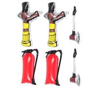 MOBUTOFU Firefighter Party Balloons and Axe Props 6pcs Inflatable Fire Extinguisher with Portable Design Made of Aluminium Foil for Birthday Decorations and Community Gatherings