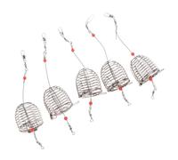 MOBUTOFU Fishing Bait Cage and Solid Welded Net Structure with Spring Lid 5 Pcs Stainless Steel Lure Cage Trap Basket for Easy Control Release, Sturdy and Practical Fishing Feeder Holder