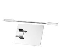MOBUTOFU Foundation Easy to Use and Hold Makeup Plate Mixing Palette Stainless Steel with Spatula Blending Plate Makeup for Foundation Mixing with Ring the Back
