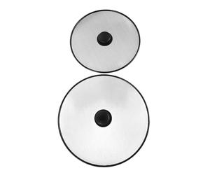 MOBUTOFU Frying Pan Splatter Protector Stainless Steel Mesh 2Pcs 29Cm and 25Cm Covers with Knob for Kitchen Frying and Grilling Tasks