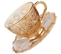 MOBUTOFU Glass Cup Ergonomic Design for Afternoon Tea Vintage Glass Coffee Cup with Saucer Featuring 170ml Capacity Easy to Clean Tea Party Supply and Elegant Home Use