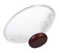 MOBUTOFU Glass Fruit Bowl with Wooden Base for Home Serving and Display