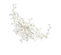 MOBUTOFU Handmade Pearl Hair Comb Side Hair Comb Alloy Silver for Weddings and Anniversaries