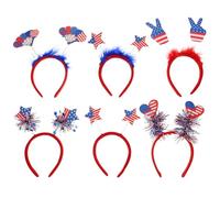 MOBUTOFU Headbands Decor Lightweight Independence Day 6pcs American Flag Hair Accessories in Assorted Mixed Styles for Young Ladies Party