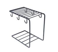 MOBUTOFU Iron Mug Rack with 6 Hooks for Kitchen Storage, Simple Black Cup Draining Shelf with Quick Water Drainage, Practical Design for Living Room and Club Organisation