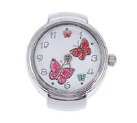 MOBUTOFU Jewelry Ring Watch Silver Butterfly Embellishment Mini Decorative Finger Ring Watch for Women Suitable for Daily Wear
