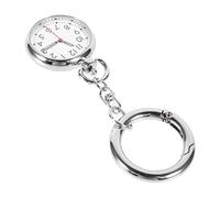 MOBUTOFU Keychain Nurses Pocket Watch Quartz Movement Super Glass Luminous Hands Hanging Silver Nurse Watch for Student Exam Timing Portable Medical Nursing
