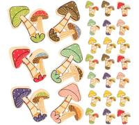 MOBUTOFU Large Buttons Charming Cartoon Style 50pcs Wooden Buttons 40mm Mushroom Shaped Fasteners for DIY Crafts Suitable for Sewing and Decorating Coats and Jeans