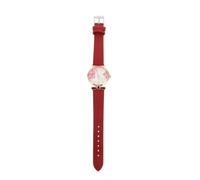 MOBUTOFU Leather Female Watch for Women with Unique Dial Design and Glass Mirror, Gentle to Wear Casual Ladies Wrist Watch in Red, for Everyday Fashion and Light Luxury Style