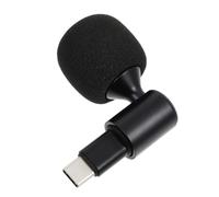 MOBUTOFU Live Streaming Mic Recording Microphone, Bendable Type-C Plug, Black, Portable with Sponge Cover for Live Broadcast and Voice Call