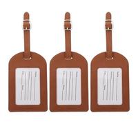 MOBUTOFU Luggage Tags Sturdy with Adjustable Strap Pu Leather 3pcs for Easy Identification Travel Baggage Tags Suitable for Suitcases and Handbags