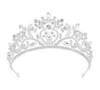 MOBUTOFU Luxury Crystal Crown Headband for Bride in Silver Alloy, Lightweight and Portable Wearing, Wedding Hair Accessory for Cosplay and Thanksgiving