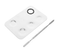 MOBUTOFU Makeup Mixing Plate for Foundation Blending and Pigments Mixing with Spatula Stainless Steel Cosmetic Palette Tool for Professional and Personal Use