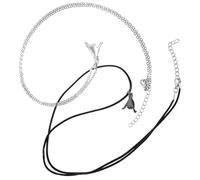 MOBUTOFU Matching Couple Necklace Set, Matte Black and Matte Silver Promise Pendant Necklaces for Men and Women, Creative Hook Hand Design for Valentine'S Day