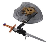 MOBUTOFU Medieval Knight Sword Kit with Scabbard Belt, Solid Fantasy Shield and Vintage Cosplay Accessories for Renaissance, Viking and Pirate Costume Role Play