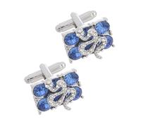 MOBUTOFU Men's Rhinestone Alloy Cufflinks for Double Cuff Shirts Stylish Snake Shaped Rectangular Design High Polish Finish with Rounded Edges Suitable for Formal Occasions and Business
