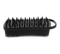 MOBUTOFU Men's Silicone Body Scrubber Double-Sided Soft Bristles for Beard and Body Cleansing, Large Square Black Bath Brush for Shower Use