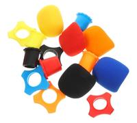 MOBUTOFU Microphone Cover Set for Microphone Protection and Wind Noise Reduction 15pcs with Sponge Material Including 5 Anti-rolling Rings, 5 Bottom Sleeves and 5 Windscreens Random Color