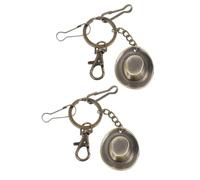 MOBUTOFU Mini Hat Keychain with Western Hat Charm Vintage-inspired 2pcs Zinc Alloy Practical and Convenient Key Holder for Daily Life