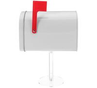 MOBUTOFU Mini Metal Mailbox with Base Waterproof Iron and Plastic Post Box for Correspondence and Mail, Weatherproof Protection Suitable for Villas and Tiny House Accessories, White Letter
