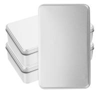 MOBUTOFU Mini Tinplate Storage Boxes 3Pcs with Lids, Small Rectangle Metal Containers 7.48 X 4.72 X 1.88 Inches for Decorative Candy and Small Item Storage