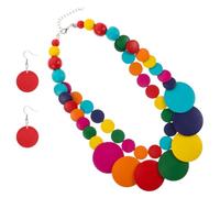 MOBUTOFU Multi-layer Wooden Beaded Necklace with Geometric Shapes, Bohemian and African Style Chunky Beaded Choker for Travel and Parties, Unique Design for Men and Women