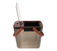 MOBUTOFU Narrow Tall Plastic Tea Residue Bucket with Portable Handle and Dry Wet Separation, Vintage Faux Wood Filter Bin for Office and Dining Area Tabletop Tea Waste Disposal