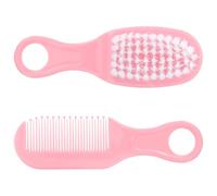 MOBUTOFU Newborn Baby Brush and Comb Grooming Kit with Soft Plastic Bristles, Smooth to Use and Does Not Hurt Hair, Suitable for Infant Care and Massage in Pink