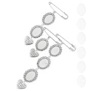 MOBUTOFU Oval Silver DIY Brooch Photo Base with Stainless Steel and Glass Materials, Brooch Accessories for Parties and Appointments, for Friends Who Love Jewelry Making
