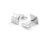 MOBUTOFU Pair of Copper Cufflinks with Laser Strip Decoration, Square Men Sleeve Buttons, Silver Alloy Plating, Simple Fashion Style, for Wedding and Anniversary Suit Accessories