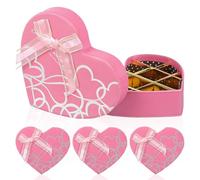 MOBUTOFU Paper Storage Boxes Decorative Present Packing Boxes Heart Shaped 4 Pcs Lightweight for Chocolate and Candy for Valentine's Day and Mother's Day Party Favour Storage