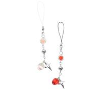 MOBUTOFU Phone Charm Strap with Attach and Detach Feature 2pcs Cute Strawberry Acrylic and Alloy Material for Women as Backpack Ornament Or Present Option