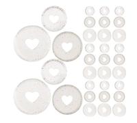 MOBUTOFU Plastic Heart Binder Discs Abs Material 45pcs with Glitter Hollow Heart Design Resistant to Deformation and Wear, Flexible Organization for Journaling and Planning