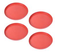 MOBUTOFU Plastic Poultry Feeder Tray 4Pcs Chicken Starter Plate Set for Small Chick and Duck Feeding in Brooder Box with Portable Design