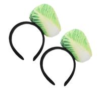 MOBUTOFU Plush Chinese Cabbage Headband High Realism 2pcs Hair Accessories Dress up Hoop Light Green Stylish and Creative Design for Women and Girls for Costume Balls and Parties