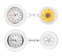MOBUTOFU Pocket Watches Convenient to Read Time Retractable 2pcs Nurse with Metal Quartz Movement and Glass Cover, Practical Small Fob Watches for Nurses Accessories at Work