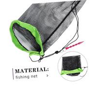 MOBUTOFU Portable Foldable Nylon Fishing Drop Net Bag with Drawstring Abrasion-resistant Mesh Basket for Safe Fish Retrieval Ground Stake Setup for Travel Diving and Outdoor Sports Storage