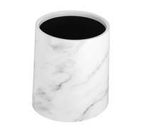 MOBUTOFU Pp Trash Can White with Double Layer and Large Opening Design Wastepaper Basket 8l Capacity Modern Marble Texture Suitable for Kitchen and Study