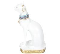 MOBUTOFU Realistic White Egyptian Cat Sculpture Synthetic Resin Figurine Accurate Modeling Vivid Desktop Decoration for School Education Project
