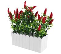 MOBUTOFU Realistic with Pepper Artificial Red in Chili Plant Pot Fence, Easy to Clean Maintain Decorative Ornament and Kitchen Pepper Decor and Home